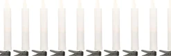 Anna's Collection kerstclip kaars wit met LED lampjes warm wit D 5 H 14 cm 10 stuks