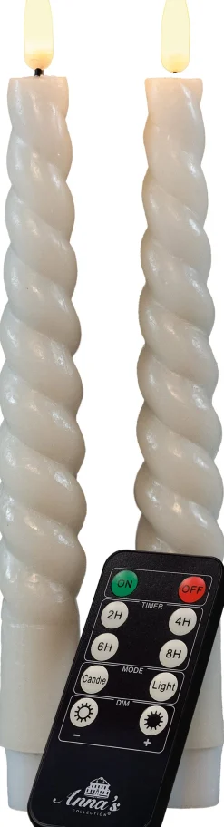 Anna's Collection LED dinerkaars Swirl crème D 2,5 H 23 cm 2 stuks