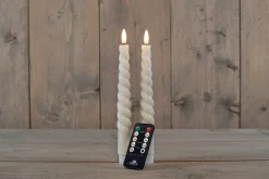 Anna's Collection LED dinerkaars Swirl crème D 2,5 H 23 cm 2 stuks
