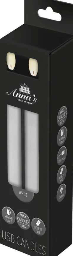 Anna's Collection LED dinerkaars Rustiek ivoor D 2 H 23 cm 2 stuks
