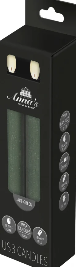 Anna's Collection LED dinerkaars Rustiek groen D 2 H 18 cm 2 stuks