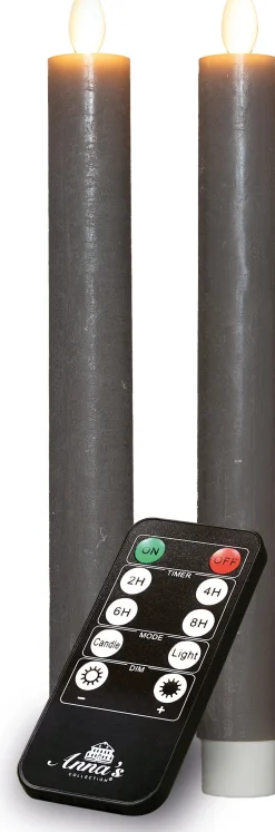 Anna's Collection LED dinerkaars Rustiek taupe D 2 H 23 cm 2 stuks