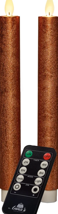 Anna's Collection LED dinerkaars koper D 2 H 23 cm 2 stuks
