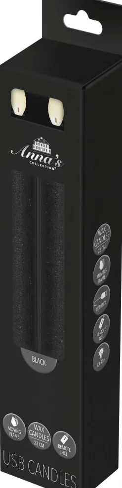Anna's Collection LED dinerkaars Rustiek zwart D 2 H 23 cm 2 stuks