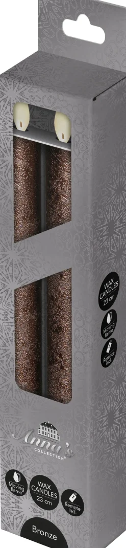 Anna's Collection LED dinerkaars Mino oudroze D 2 H 23 cm 2 stuks