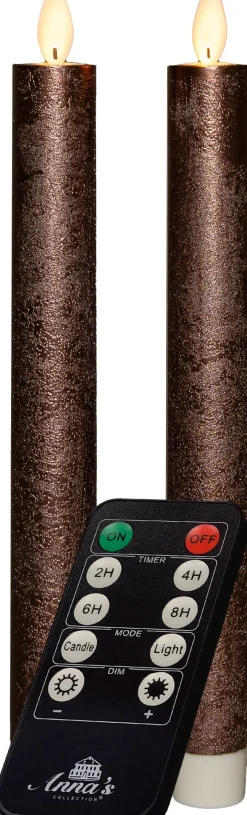 Anna's Collection LED dinerkaars Mino oudroze D 2 H 23 cm 2 stuks