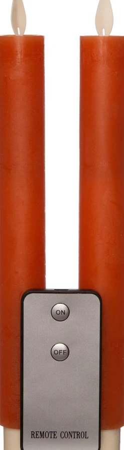 Anna's Collection LED dinerkaars met afstandsbediening oranje D 2,5 H 23 cm 2 stuks