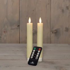 Anna's Collection LED dinerkaars met timer ivoor D 2 H 18 cm 2 stuks