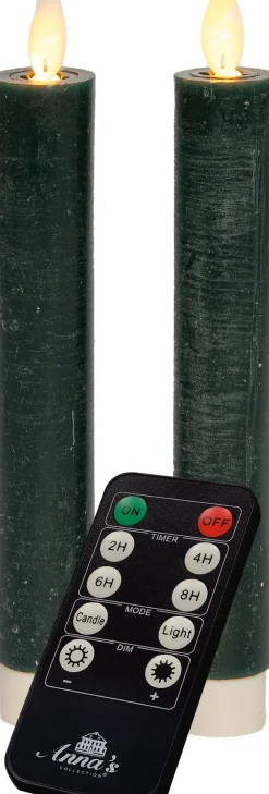 Anna's Collection LED dinerkaars Rustiek met timer bordeaux D 2,1 H 18 cm 2 stuks