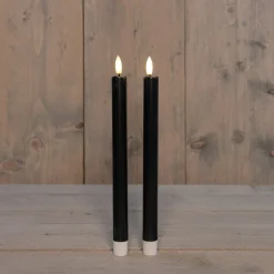 Anna's Collection LED dinerkaars Larni zwart D 2,1 H 25 cm 2 stuks