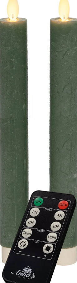Anna's Collection LED dinerkaars groen D 2 H 23 cm 2 stuks