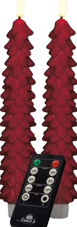 Anna's Collection LED dinerkaars Rambu kerstboom bordeaux D 2,2 H 23 cm