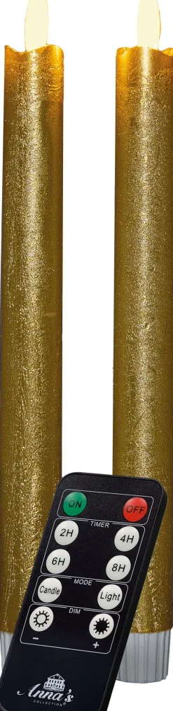 Anna's Collection LED dinerkaars Mino goud D 2 H 23 cm 2 stuks