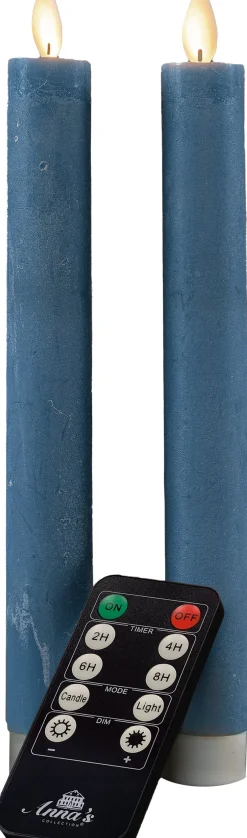 Anna's Collection LED dinerkaars blauw D 2 H 23 cm 2 stuks