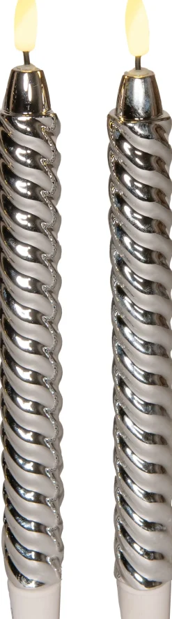 Anna's Collection LED dinerkaars Swirl zilver D 2,1 H 25 cm 2 stuks