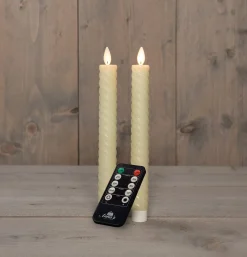 Anna's Collection LED dinerkaars Rustiek met timer ivoor D 2,1 H 18 cm 2 stuks