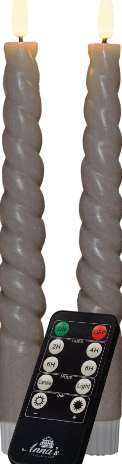 Anna's Collection LED dinerkaars Swirl taupe D 2 H 23 cm 2 stuks