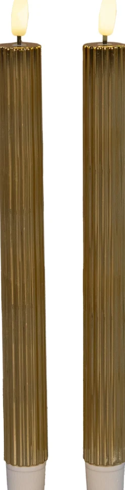 Anna's Collection LED dinerkaars Rib goud D 2,1 H 25 cm 2 stuks
