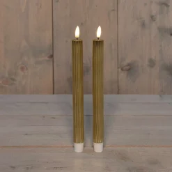 Anna's Collection LED dinerkaars Rib goud D 2,1 H 25 cm 2 stuks