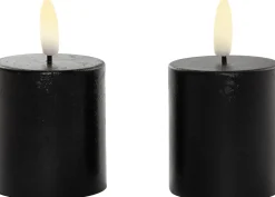 Anna's Collection LED dinerkaars Rustiek met timer wit D 2,1 H 18 cm 2 stuks