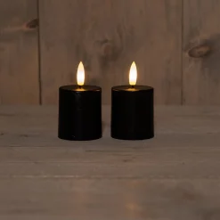 Anna's Collection LED dinerkaars Rustiek met timer wit D 2,1 H 18 cm 2 stuks
