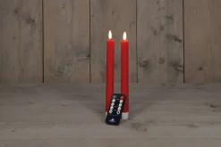 Anna's Collection LED dinerkaars rood met afstandsbediening D 2,5 H 23 cm 2 stuks