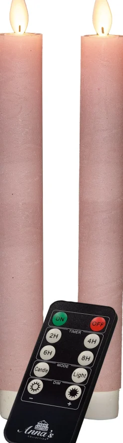 Anna's Collection LED dinerkaars Mino roze D 2 H 23 cm 2 stuks