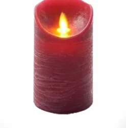 Anna's Collection LED stompkaars Rustiek rood D 7,5 H 12,5 cm