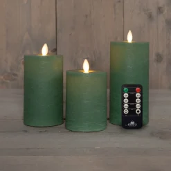 Anna's Collection LED stompkaars groen D 7,5 H 15 cm 3 stuks