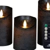 Anna's Collection LED stompkaars met timer Rustiek ivoor D 7,5 H 15 cm