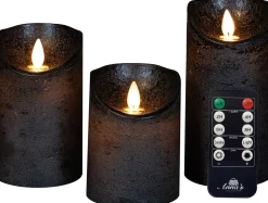 Anna's Collection LED stompkaars met timer Rustiek ivoor D 7,5 H 15 cm
