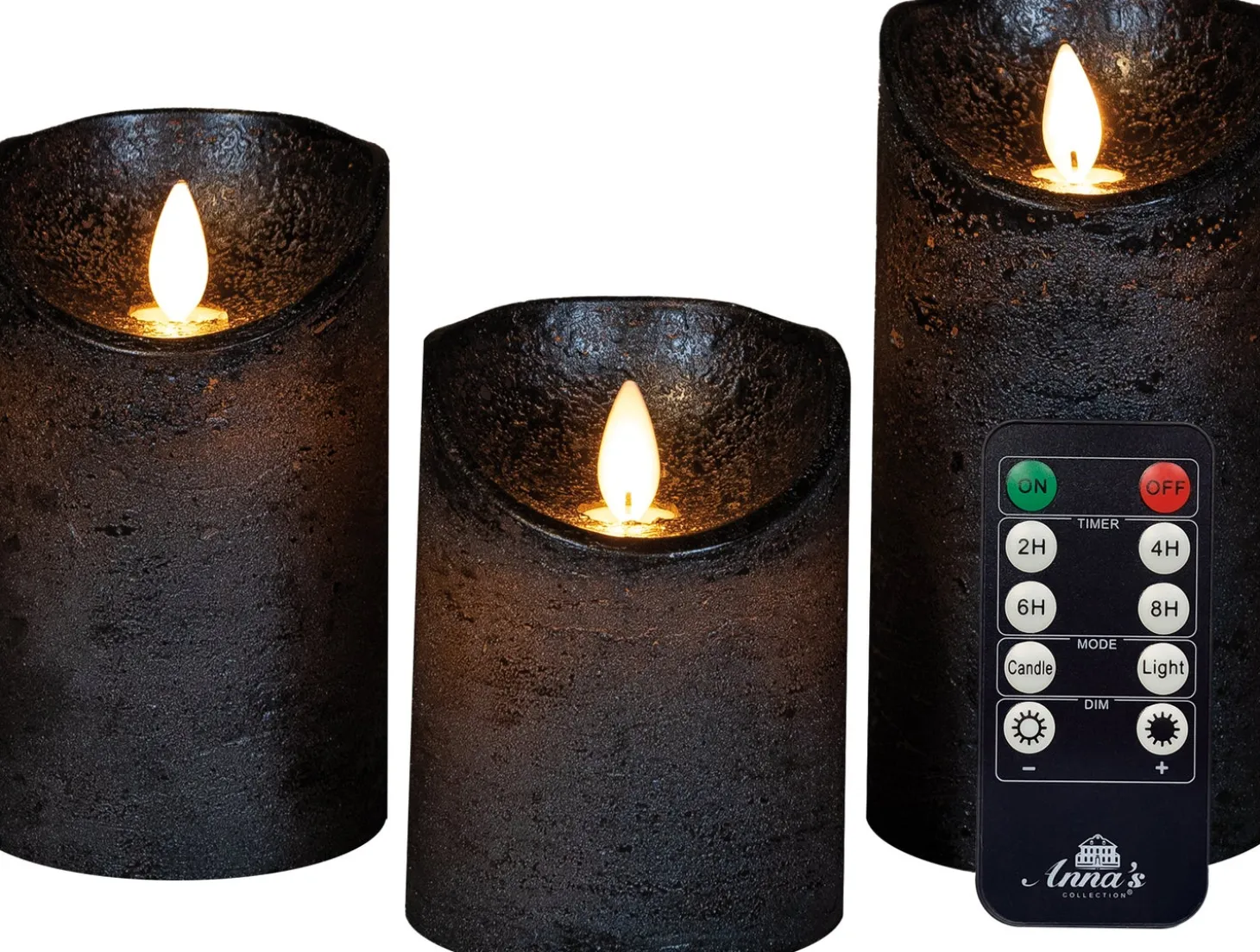 Anna's Collection LED stompkaars met timer Rustiek ivoor D 7,5 H 15 cm