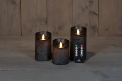 Anna's Collection LED stompkaars met timer Rustiek ivoor D 7,5 H 15 cm
