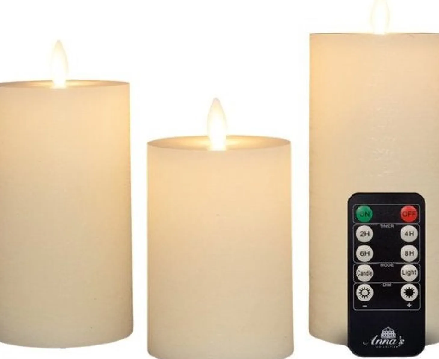 Anna's Collection LED stompkaars wit D 7,5 H 15 cm 3 stuks