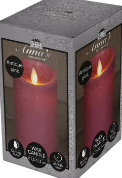 Anna's Collection LED stompkaars met timer Rustiek crème D 7,5 H 12,5 cm