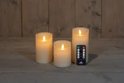 Anna's Collection LED stompkaars Majon groen D 7,5 H 10 / 12, 5 / 15 cm 3 stuks