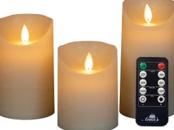 Anna's Collection LED stompkaars Majon groen D 7,5 H 10 / 12, 5 / 15 cm 3 stuks