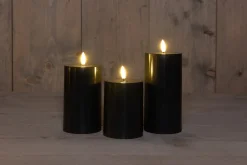 Anna's Collection LED stompkaars met afstandsbediening Majon wit D 7,5 H 10 / 12, 5 / 15 cm 3 stuks