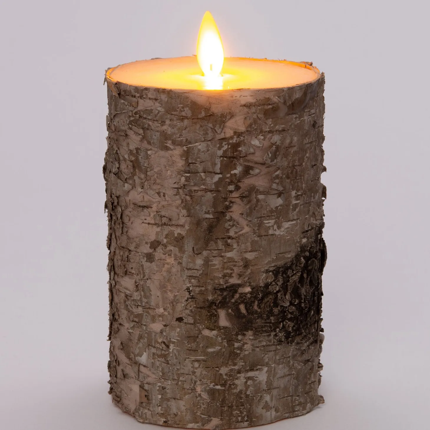 Anna's Collection LED stompkaars berk bruin met timer D 9 H 13,4 cm
