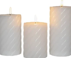 Anna's Collection LED stompkaars wit D 7,5 H 10 / 12,5 / 15 cm 3 stuks