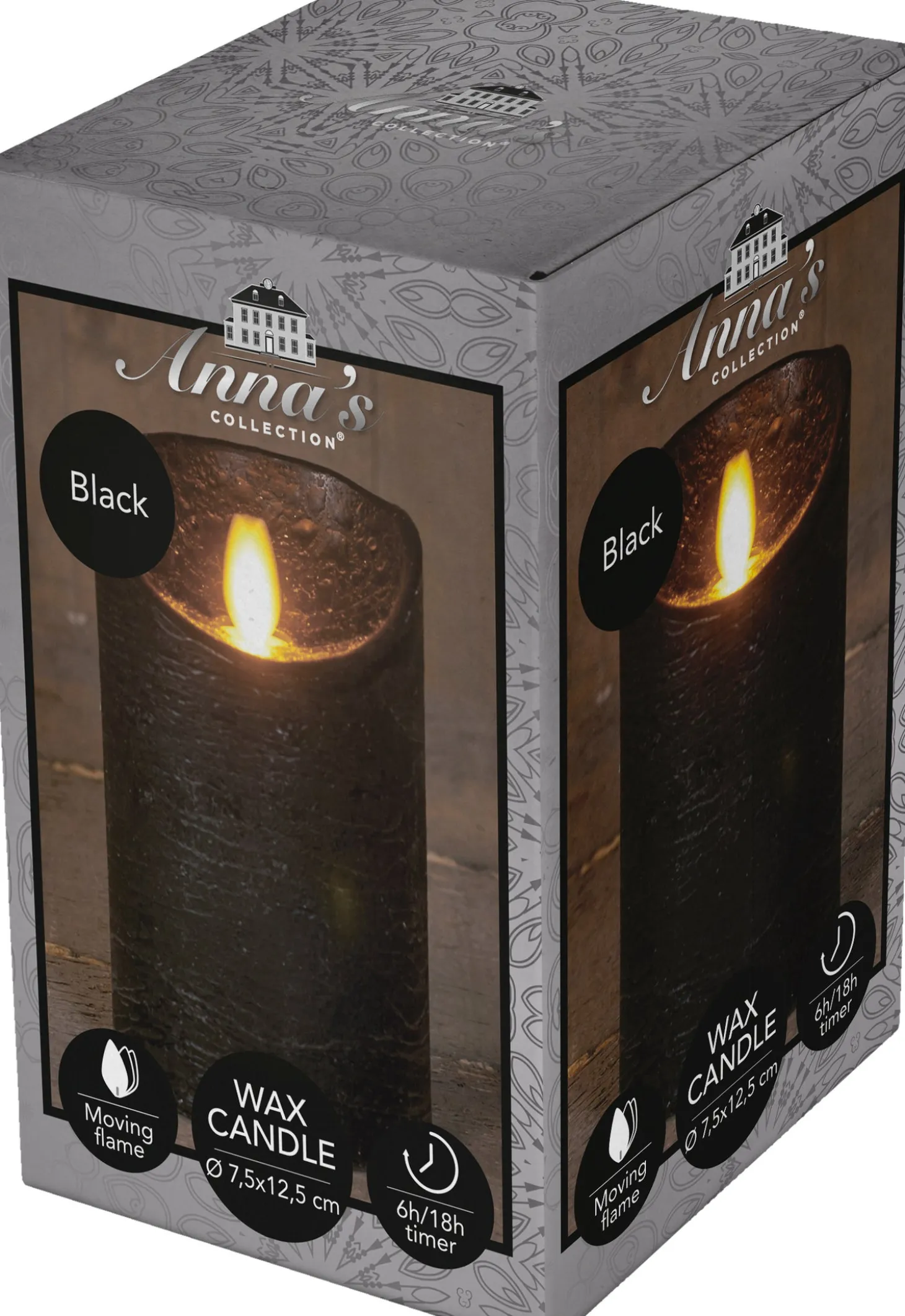 Anna's Collection LED stompkaars met timer Rustiek wit D 7,5 H 10 cm