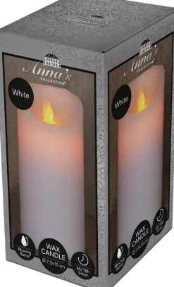 Anna's Collection LED stompkaars met timer Rustiek wit D 7,5 H 15 cm