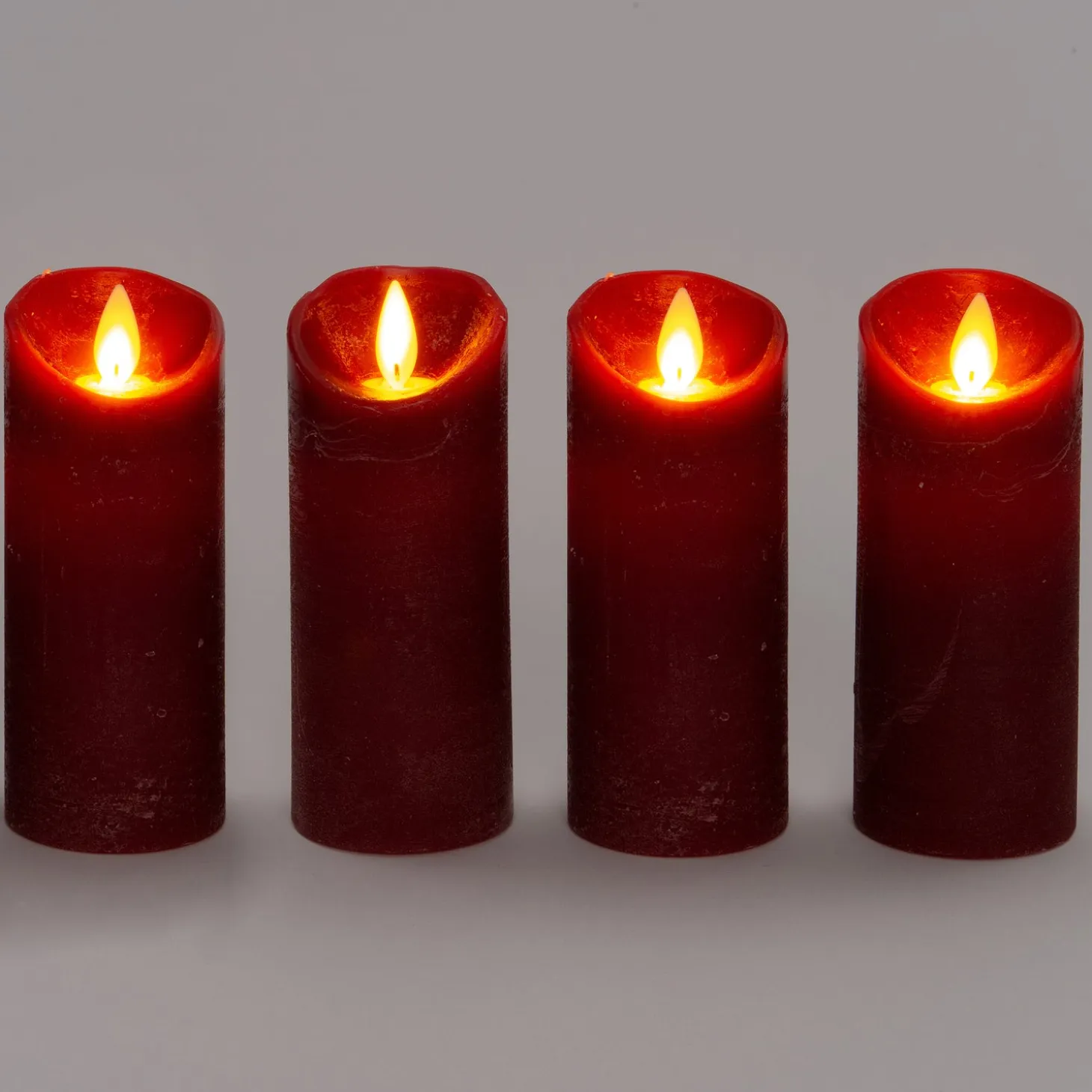 Anna's Collection LED stompkaars Rustiek rood D 7,5 H 15 cm