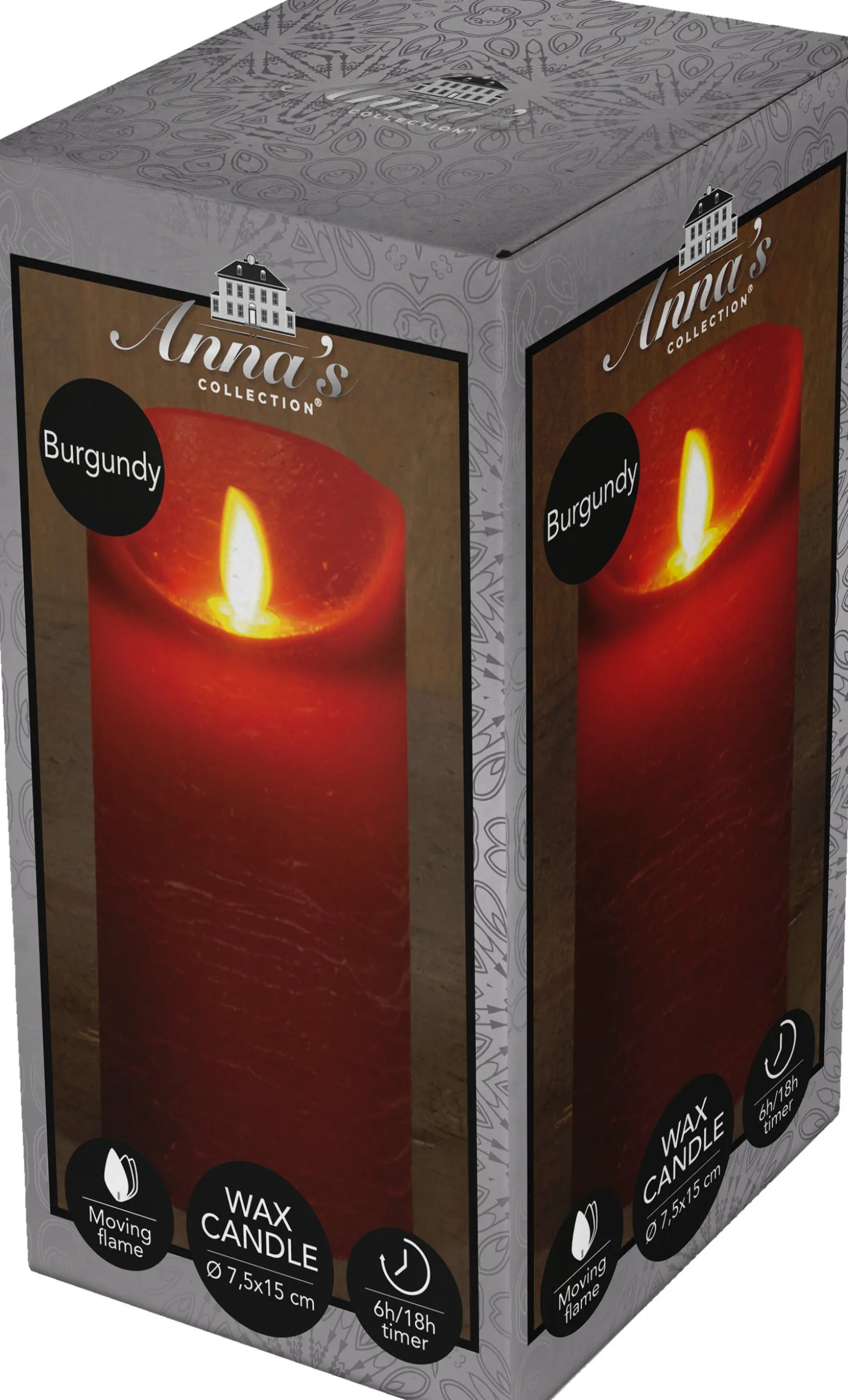 Anna's Collection LED stompkaars Rustiek rood D 7,5 H 15 cm