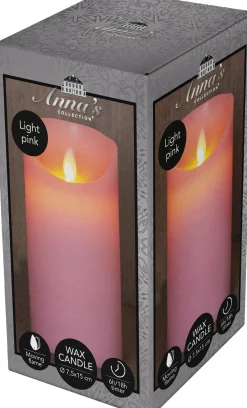 Anna's Collection LED stompkaars Rustiek roze D 7,5 H 15 cm