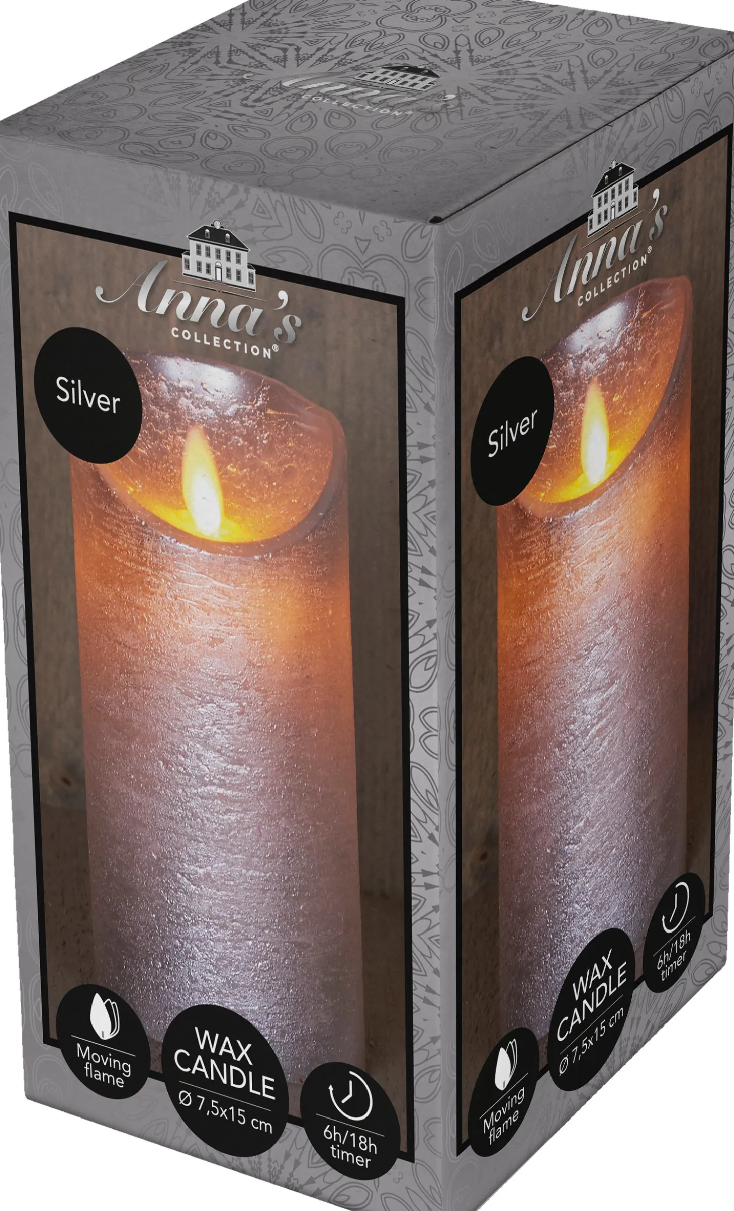 Anna's Collection LED stompkaars met timer zilver D 7,5 H 15 cm
