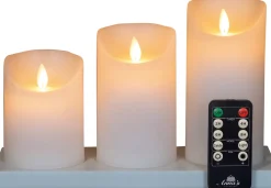 Anna's Collection LED stompkaars oplaadbaar wit met afstandsbediening D 7,5 H 10 / 12,5 / 15 cm 3 stuks