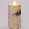 Anna's Collection LED stompkaars berkenhout structuur wit D 9 H 15,8 cm