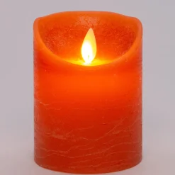 Anna's Collection LED stompkaars Rustiek oranje met timer D 7,5 H 10 cm