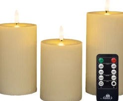 Anna's Collection led stompkaars Riba ivoor D 7,5 H 10 / 12,5 / 15 cm 3 stuks